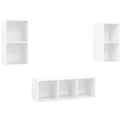 vidaXL 3-tlg. TV-Schrank-Set Hochglanz-Weiß Holzwerkstoff
