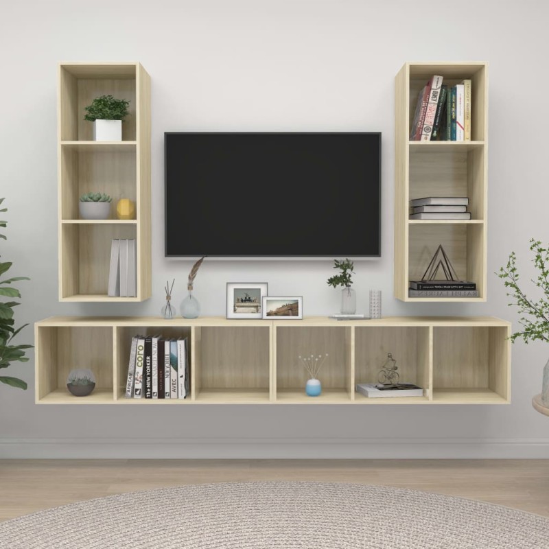 TV-Wandschränke 4 Stk. Sonoma-Eiche Holzwerkstoff TV-Wandschränke 4 Stk. Sonoma-Eiche Holzwerkstoff