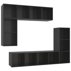 vidaXL 4-tlg. TV-Schrank-Set Hochglanz-Schwarz Holzwerkstoff