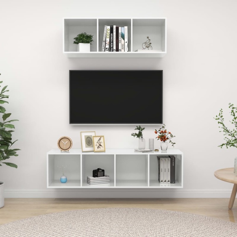 2-tlg. TV-Schrank-Set Hochglanz-Weiß Holzwerkstoff 2-tlg. TV-Schrank-Set Hochglanz-Weiß Holzwerkstoff
