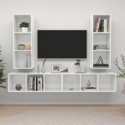 TV-Wandschränke 4 Stk. Hochglanz-Weiß Holzwerkstoff