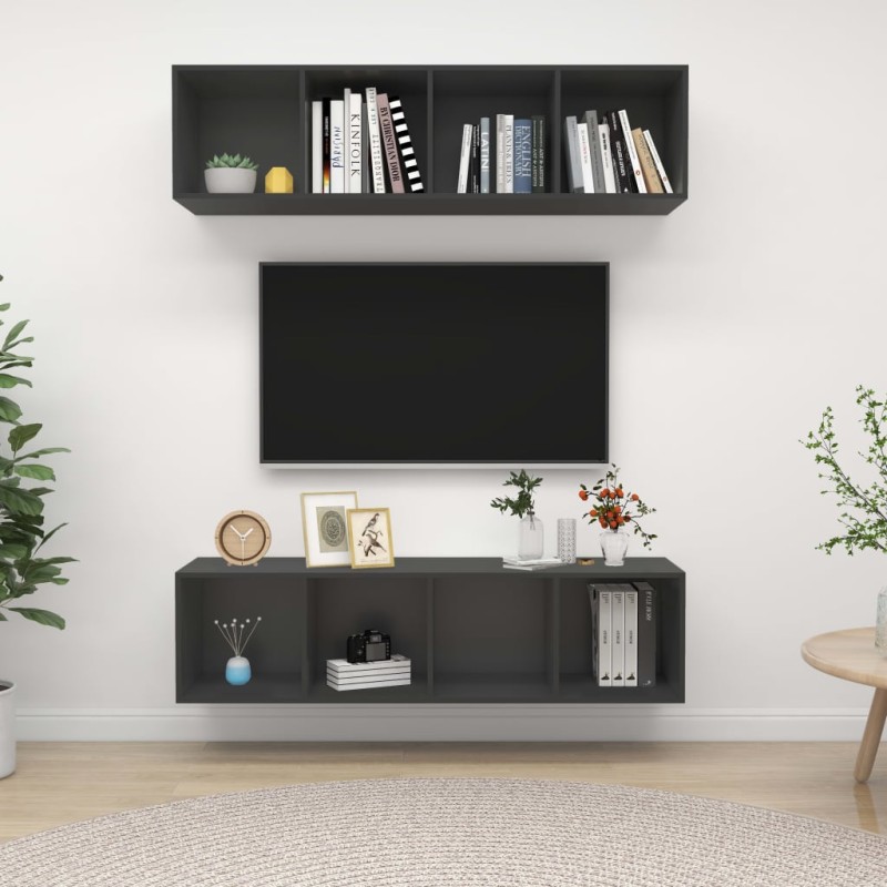 vidaXL TV-Wandschränke 2 Stk. Grau Holzwerkstoff vidaXL TV-Wandschränke 2 Stk. Grau Holzwerkstoff