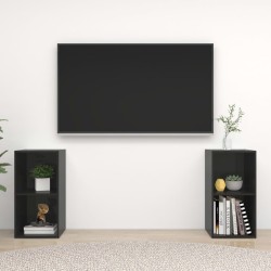 TV-Schränke 2 Stk. Hochglanz-Schwarz 72x35x36,5cm Holzwerkstoff