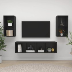 TV-Wandschränke 4 Stk. Schwarz Holzwerkstoff