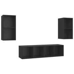 TV-Wandschränke 4 Stk. Schwarz Holzwerkstoff