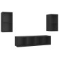 TV-Wandschränke 4 Stk. Schwarz Holzwerkstoff TV-Wandschränke 4 Stk. Schwarz Holzwerkstoff