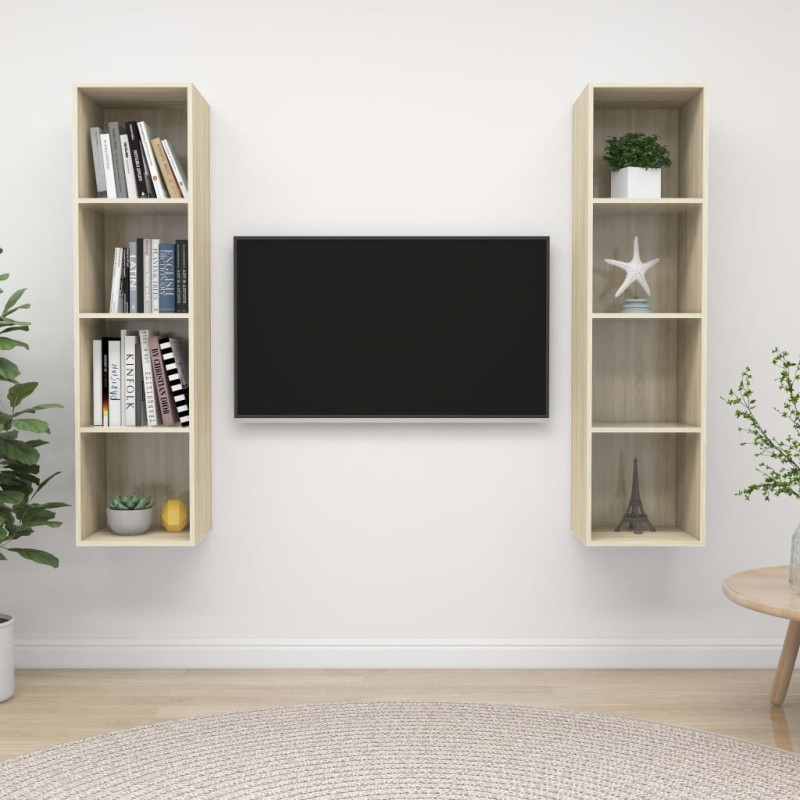 TV-Wandschränke 2 Stk. Sonoma-Eiche Holzwerkstoff TV-Wandschränke 2 Stk. Sonoma-Eiche Holzwerkstoff