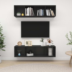 TV-Wandschränke 2 Stk. Schwarz Holzwerkstoff