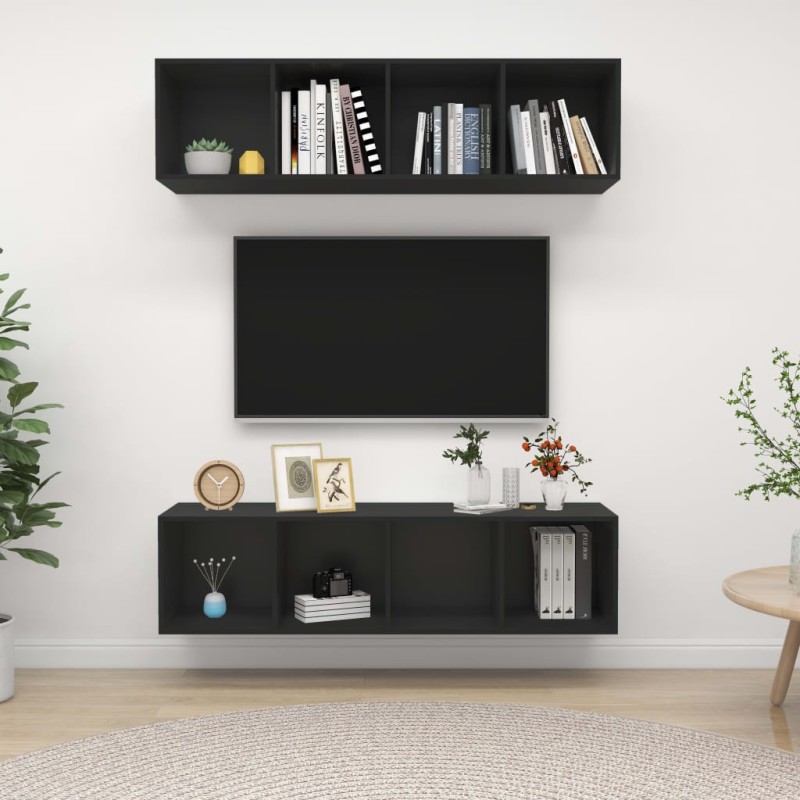 TV-Wandschränke 2 Stk. Schwarz Holzwerkstoff TV-Wandschränke 2 Stk. Schwarz Holzwerkstoff
