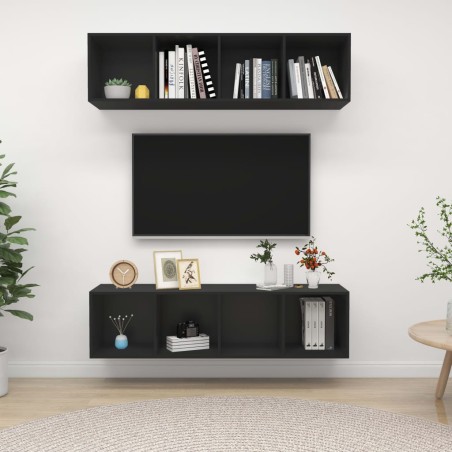 TV-Wandschränke 2 Stk. Schwarz Holzwerkstoff