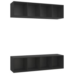 TV-Wandschränke 2 Stk. Schwarz Holzwerkstoff