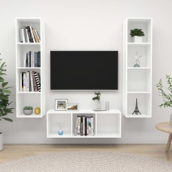 3-tlg. TV-Schrank-Set Weiß Holzwerkstoff