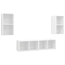 TV-Wandschränke 4 Stk. Weiß Holzwerkstoff