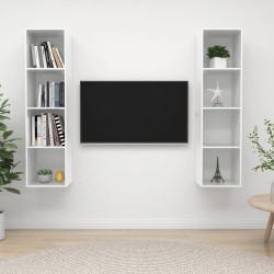 TV-Wandschränke 2 Stk. Hochglanz-Weiß Holzwerkstoff