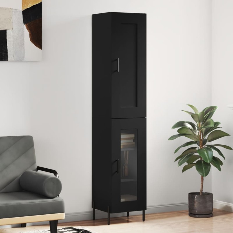 Highboard Schwarz 34,5x34x180 cm Holzwerkstoff Highboard Schwarz 34,5x34x180 cm Holzwerkstoff