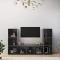 TV-Schränke 3 Stk. Hochglanz-Grau 107x35x37 cm Holzwerkstoff TV-Schränke 3 Stk. Hochglanz-Grau 107x35x37 cm Holzwerkstoff