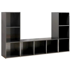 TV-Schränke 3 Stk. Hochglanz-Grau 107x35x37 cm Holzwerkstoff