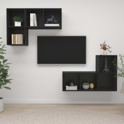 TV-Wandschränke 4 Stk. Schwarz Holzwerkstoff