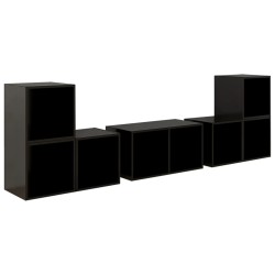 6-tlg. TV-Schrank-Set Hochglanz-Schwarz Holzwerkstoff