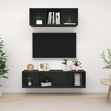 2-tlg. TV-Schrank-Set Schwarz Holzwerkstoff