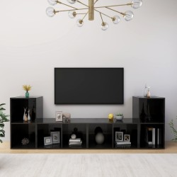 TV-Schränke 4 Stk. Hochglanz-Schwarz 72x35x36,5cm Holzwerkstoff