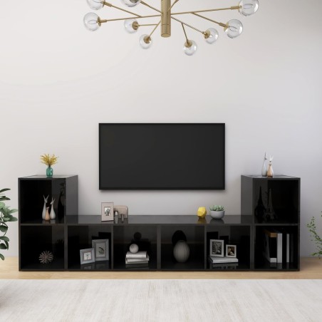TV-Schränke 4 Stk. Hochglanz-Schwarz 72x35x36,5cm Holzwerkstoff