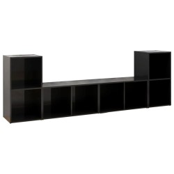 TV-Schränke 4 Stk. Hochglanz-Schwarz 72x35x36,5cm Holzwerkstoff