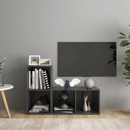 TV-Schränke 2 Stk. Grau 72x35x36,5 cm Holzwerkstoff