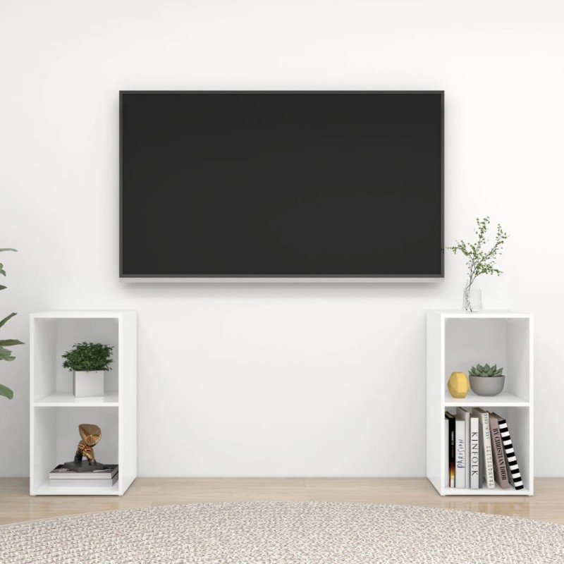 TV-Schränke 2 Stk. Hochglanz-Weiß 72x35x36,5 cm Holzwerkstoff TV-Schränke 2 Stk. Hochglanz-Weiß 72x35x36,5 cm Holzwerkstoff