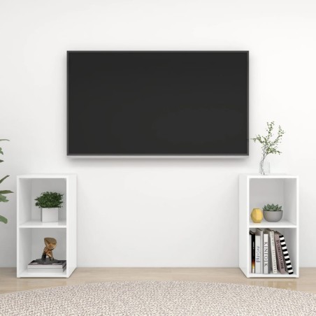 TV-Schränke 2 Stk. Hochglanz-Weiß 72x35x36,5 cm Holzwerkstoff