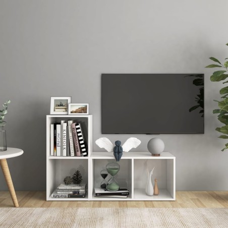 vidaXL TV-Schränke 2 Stk. Hochglanz-Weiß 72x35x36,5 cm Holzwerkstoff