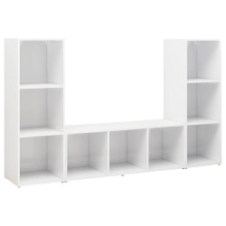 vidaXL TV-Schränke 3 Stk. Hochglanz-Weiß 107x35x37 cm Holzwerkstoff