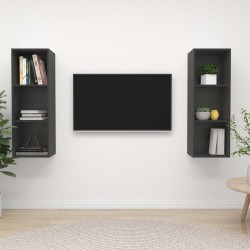 vidaXL TV-Wandschränke 2 Stk. Grau Holzwerkstoff