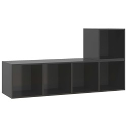 vidaXL 2-tlg. TV-Schrank-Set Hochglanz-Grau Holzwerkstoff