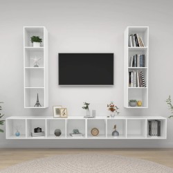 TV-Wandschränke 4 Stk. Hochglanz-Weiß Holzwerkstoff