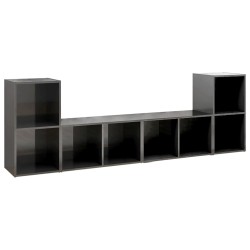 vidaXL TV-Schränke 4 Stk. Hochglanz-Grau 72x35x36,5 cm Holzwerkstoff