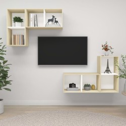 TV-Wandschränke 4 Stk. Weiß Sonoma-Eiche Holzwerkstoff