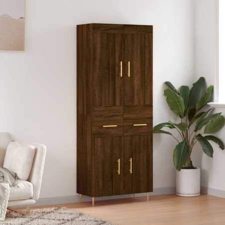 Highboard Braun Eichen-Optik 69,5x34x180 cm Holzwerkstoff