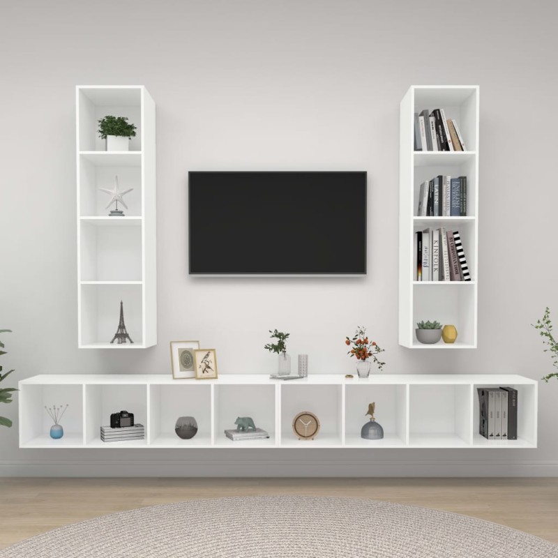 TV-Wandschränke 4 Stk. Weiß Holzwerkstoff TV-Wandschränke 4 Stk. Weiß Holzwerkstoff