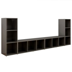 TV-Schränke 4 Stk. Hochglanz-Grau 107x35x37 cm Holzwerkstoff