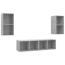 TV-Wandschränke 4 Stk. Betongrau Holzwerkstoff