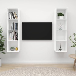 TV-Wandschränke 2 Stk. Weiß Holzwerkstoff