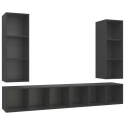 TV-Wandschränke 4 Stk. Grau Holzwerkstoff