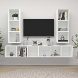 TV-Wandschränke 4 Stk. Weiß Holzwerkstoff