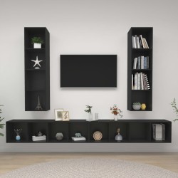 TV-Wandschränke 4 Stk. Schwarz Holzwerkstoff