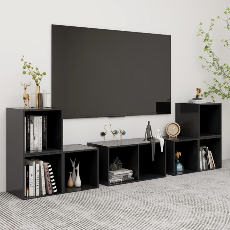 6-tlg. TV-Schrank-Set Grau Holzwerkstoff 6-tlg. TV-Schrank-Set Grau Holzwerkstoff