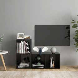 TV-Schränke 2 Stk. Hochglanz-Schwarz 72x35x36,5cm Holzwerkstoff