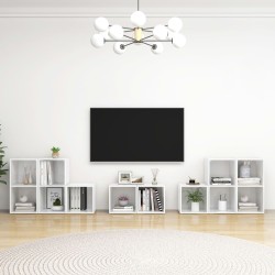 8-tlg. TV-Schrank-Set Hochglanz-Weiß Holzwerkstoff