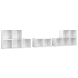 8-tlg. TV-Schrank-Set Hochglanz-Weiß Holzwerkstoff