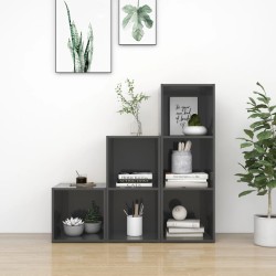 vidaXL 3-tlg. TV-Schrank-Set Hochglanz-Grau Holzwerkstoff